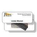 .040 White Polystyrene Magnetic Badges with Clear PVC overlay (1.25" x 3.25" Rectangle/Round Corners) High-res digital 4 Colour Process