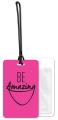 .020 White Gloss Vinyl Luggage Tags / with clear vinyl pocket adhered to back & loop attached (2.75" x 4.5") Screen-printed