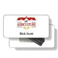 .040 White Polystyrene Magnetic Badges with Clear PVC overlay (1.5" x 3" Rectangle/Round Corners) High-res digital 4 Colour Process