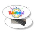 .040 White Polystyrene Magnetic Badges with Clear PVC overlay (1.5" x 3" Oval) High-res digital 4 Colour Process