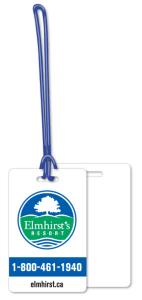 .020 White Gloss Vinyl Luggage Tags / with loop attached (2.125" x 3.375") Screen-printed