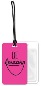 .020 White Gloss Vinyl Luggage Tags / with clear vinyl pocket adhered to back & loop attached (2.75" x 4.5") Screen-printed