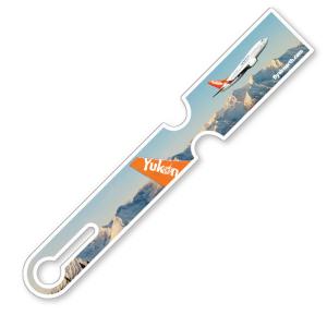 .010 White Vinyl Plastic Econo Luggage Tag with back imprint - black and write-on surface included, 1.875" x 11.25", four colour process